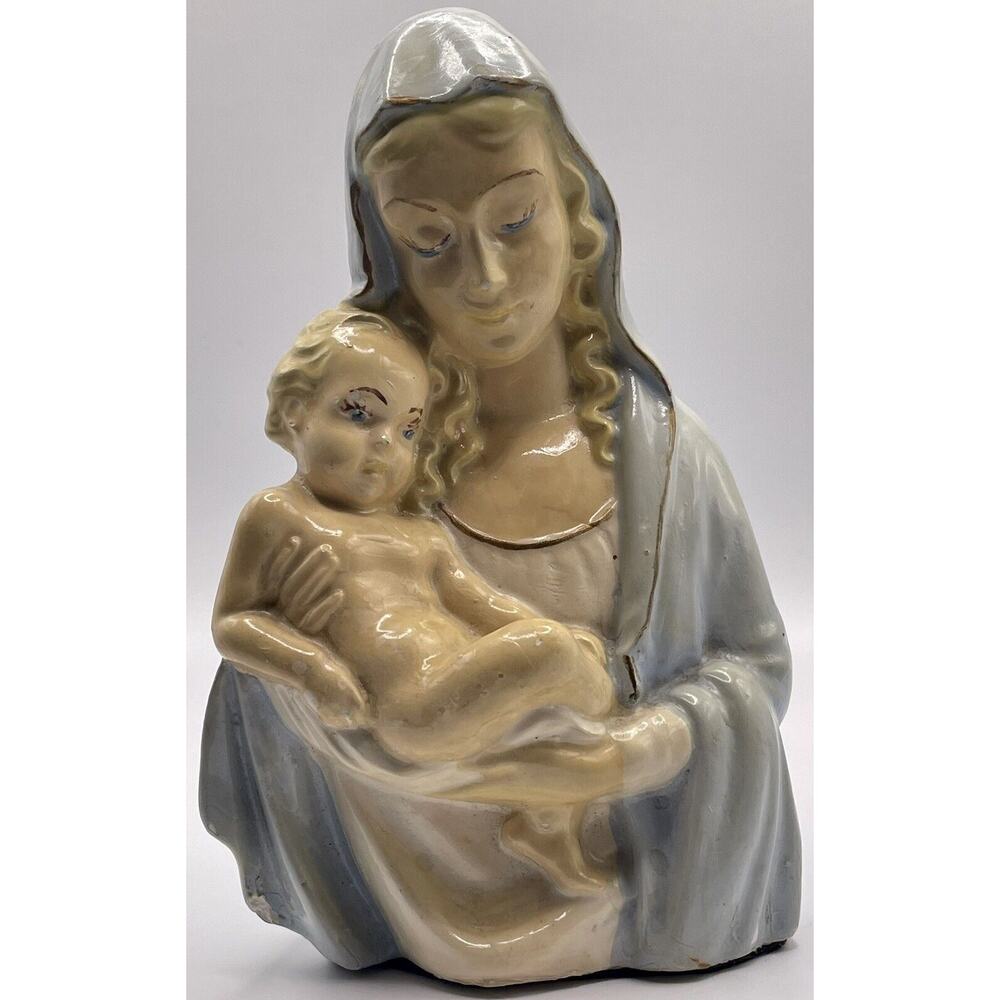 Virgin Mary And Jesus 1930's Sculpture